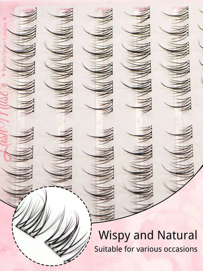 132 Clusters Glue-Free Sunflower Eyelash Bundles, 6-12MM Mixed Length, Pre-Adhesive Strip Included, Quick Application Without Extra Lash Glue, Sunflower Radial Cluster Design With Natural Curl, Define