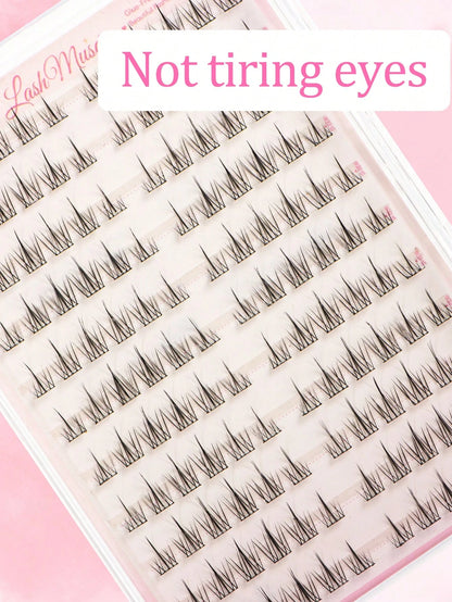 132 Clusters Glue-Free Sunflower Eyelash Bundles, 6-12MM Mixed Length, Pre-Adhesive Strip Included, Quick Application Without Extra Lash Glue, Sunflower Radial Cluster Design With Natural Curl, Define