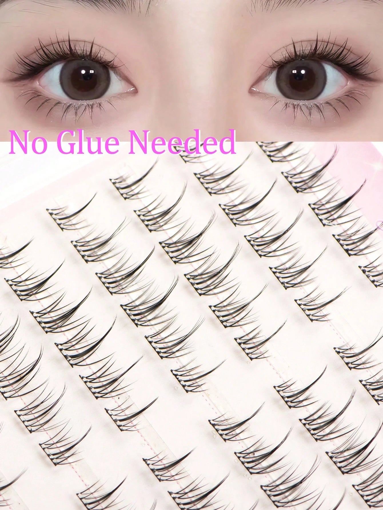 132 Clusters Glue-Free Sunflower False Eyelashes, 6-12MM Mixed Length, Self-Adhesive Strip, No Extra Glue Needed For Quick Application, Sunflower-Shaped Radial Clusters With Natural Curl And Arc, Ligh