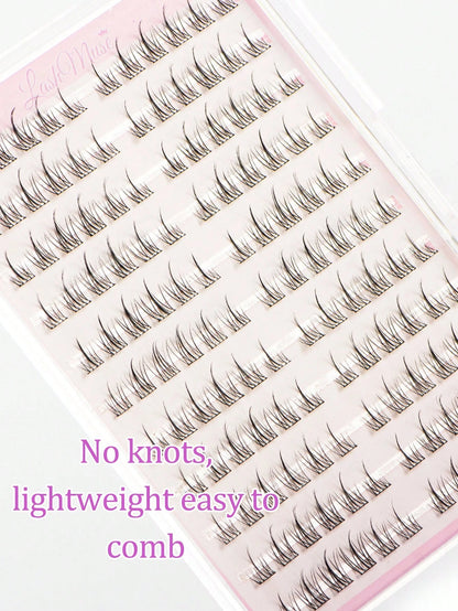 132 Clusters Glue-Free Sunflower False Eyelashes, 6-12MM Mixed Length, Self-Adhesive Strip, No Extra Glue Needed For Quick Application, Sunflower-Shaped Radial Clusters With Natural Curl And Arc, Ligh