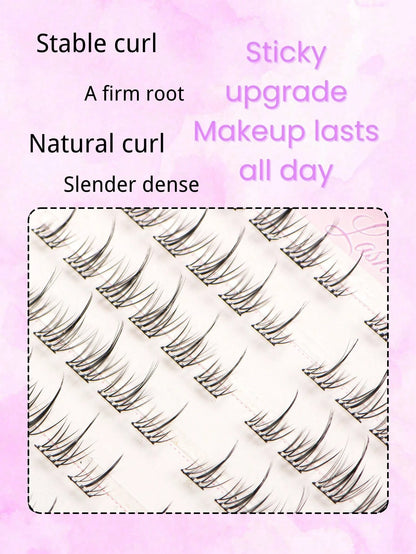 132 Clusters Glue-Free Sunflower False Eyelashes, 6-12MM Mixed Length, Self-Adhesive Strip, No Extra Glue Needed For Quick Application, Sunflower-Shaped Radial Clusters With Natural Curl And Arc, Ligh