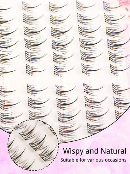 132 Clusters Glue-Free Sunflower False Eyelashes, 6-12MM Mixed Length, Self-Adhesive Strip, No Extra Glue Needed For Quick Application, Sunflower-Shaped Radial Clusters With Natural Curl And Arc, Ligh