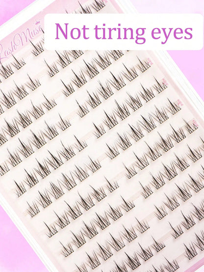 132 Clusters Glue-Free Sunflower False Eyelashes, 6-12MM Mixed Length, Self-Adhesive Strip, No Extra Glue Needed For Quick Application, Sunflower-Shaped Radial Clusters With Natural Curl And Arc, Ligh