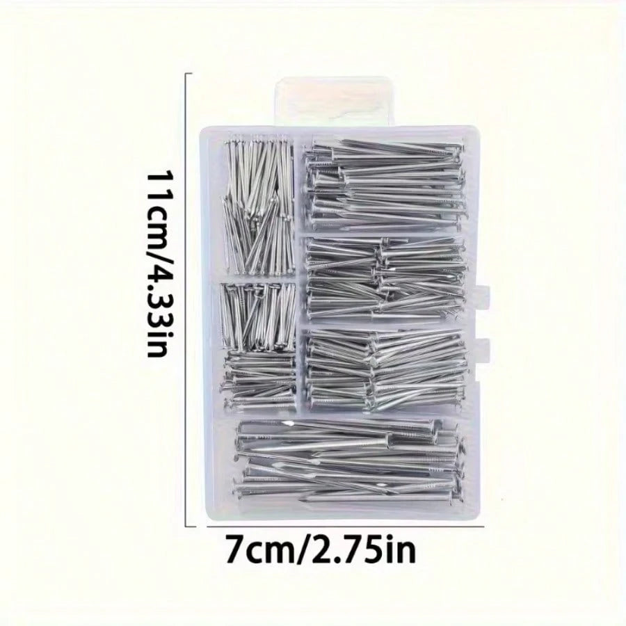 140pcs/280pcs Assorted Hardware Nails Kit, Steel Picture Hanging & Wood Nails, Wall Nails With Storage Box, 6 Sizes, Smooth Finish, Metal & Plastic, Home Improvement