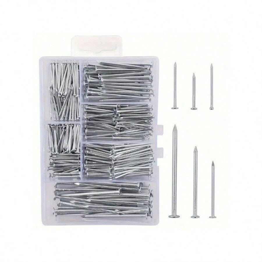 140pcs/280pcs Assorted Hardware Nails Kit, Steel Picture Hanging & Wood Nails, Wall Nails With Storage Box, 6 Sizes, Smooth Finish, Metal & Plastic, Home Improvement