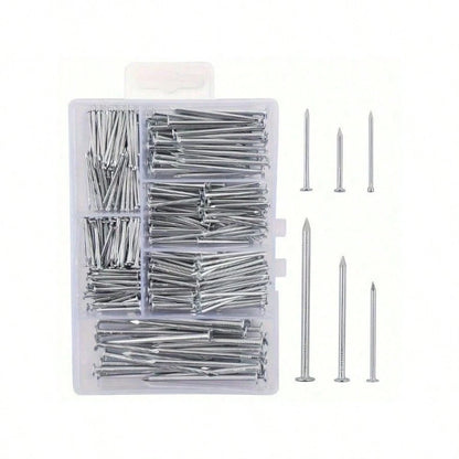 140pcs/280pcs Assorted Hardware Nails Kit, Steel Picture Hanging & Wood Nails, Wall Nails With Storage Box, 6 Sizes, Smooth Finish, Metal & Plastic, Home Improvement