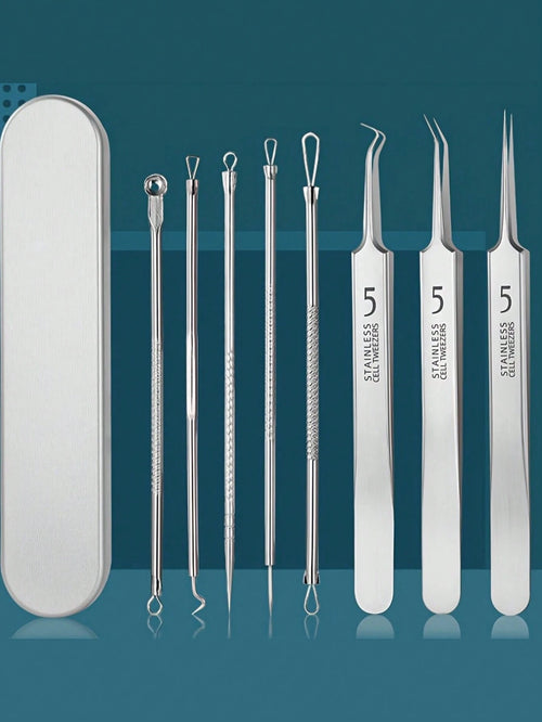 14PCS Stainless Steel Blackhead Removal Tool Set Stainless Steel Acne Removal Tool- Professional Acne Squeezing Kit Beauty Salon Special Blackhead Remover, Acne Needle Tool Pore Cleaner, Deep Cleansi