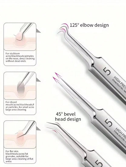 14PCS Stainless Steel Blackhead Removal Tool Set Stainless Steel Acne Removal Tool- Professional Acne Squeezing Kit Beauty Salon Special Blackhead Remover, Acne Needle Tool Pore Cleaner, Deep Cleansi