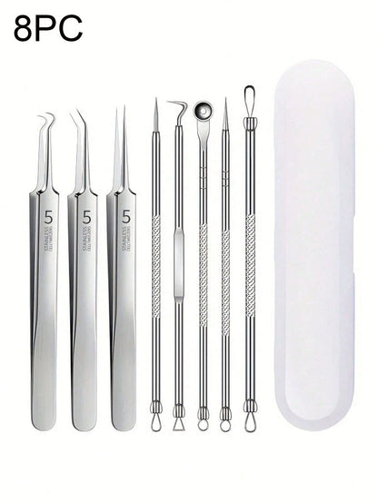 14PCS Stainless Steel Blackhead Removal Tool Set Stainless Steel Acne Removal Tool- Professional Acne Squeezing Kit Beauty Salon Special Blackhead Remover, Acne Needle Tool Pore Cleaner, Deep Cleansi