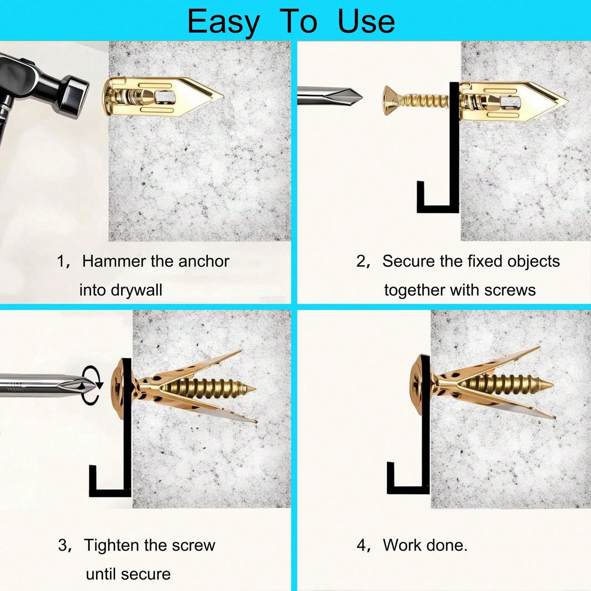 152 Drywall Self-Drilling Fixing Screws, Including 76 Gypsum Board Fixing Screws (With Dimensions Of 0.47X1.18 Inches) And 76 Screws, Allowing For Fixation Without The Need To Drill Holes In Or Throug