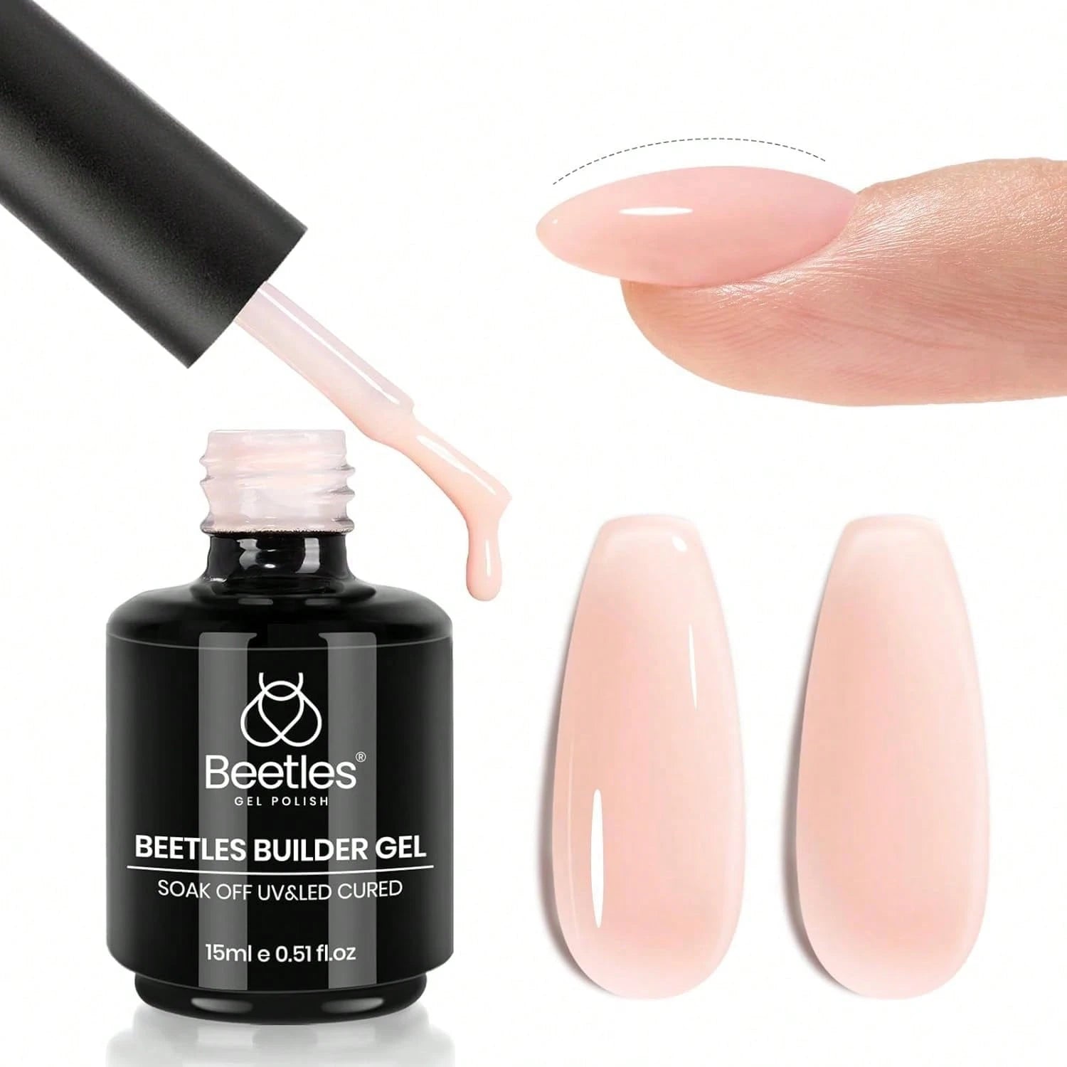 15ML 8 In 1 Jelly Nude Builder Gel Beetles, Multi-Functional Nail Gel For Apex Building Extension & Thin Nail Strengthener, Winter Nail Art Design, Beginner Friendly DIY Manicure For Women, UV LED Lam