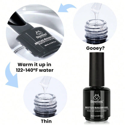 15ML 8 In 1 Jelly Nude Builder Gel Beetles, Multi-Functional Nail Gel For Apex Building Extension & Thin Nail Strengthener, Winter Nail Art Design, Beginner Friendly DIY Manicure For Women, UV LED Lam