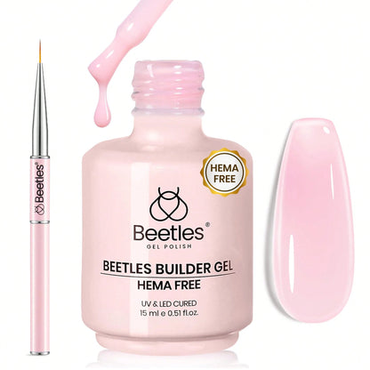 15ML 8 In 1 Jelly Nude Builder Gel Beetles, Multi-Functional Nail Gel For Apex Building Extension & Thin Nail Strengthener, Winter Nail Art Design, Beginner Friendly DIY Manicure For Women, UV LED Lam