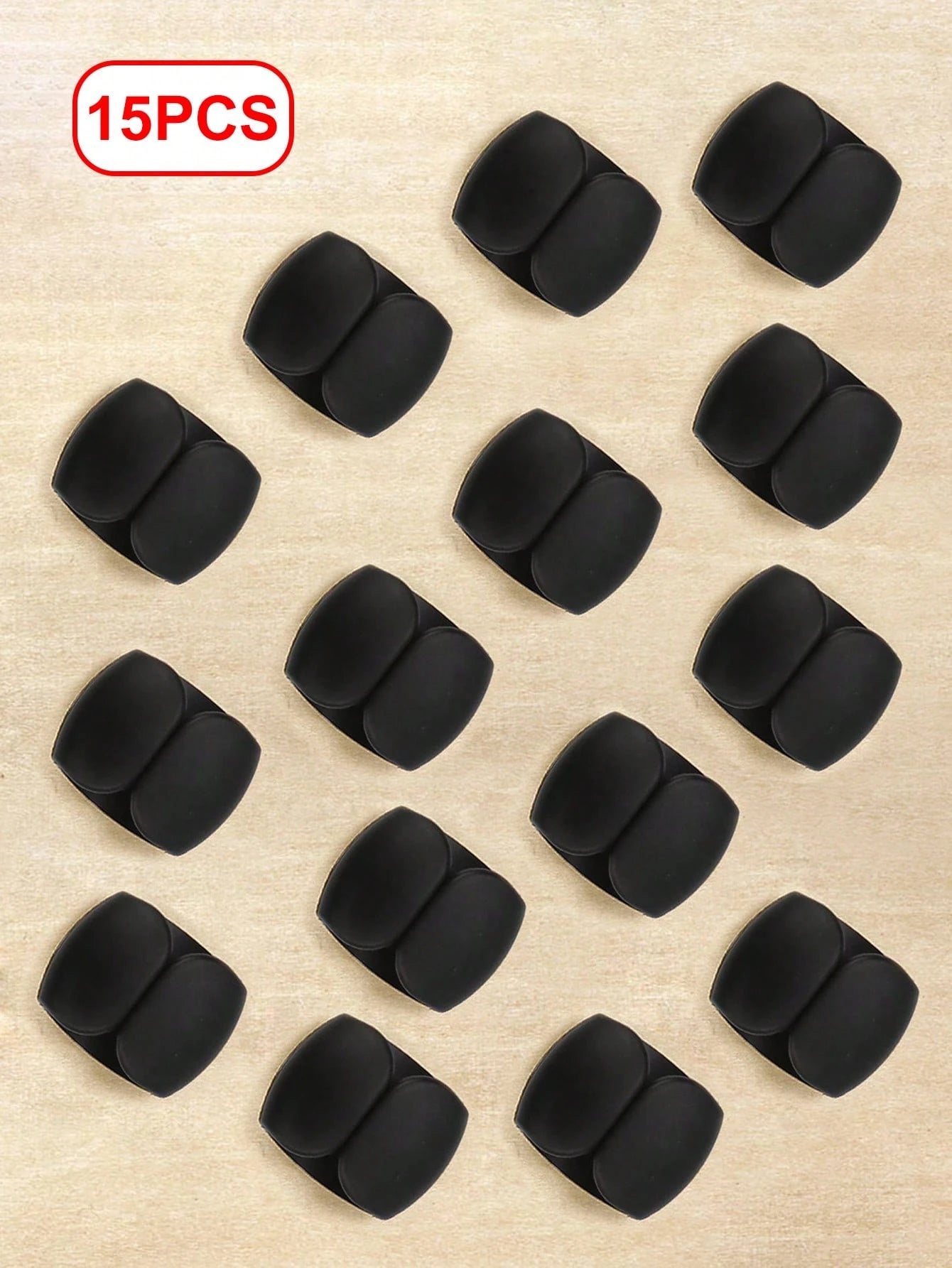 15pcs Black Cable Organizer Clips, Earphone & Charging Cord Winder Clips, Minimalist Multi-Function Cord Wrap Clips