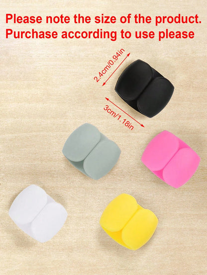 15pcs Black Cable Organizer Clips, Earphone & Charging Cord Winder Clips, Minimalist Multi-Function Cord Wrap Clips