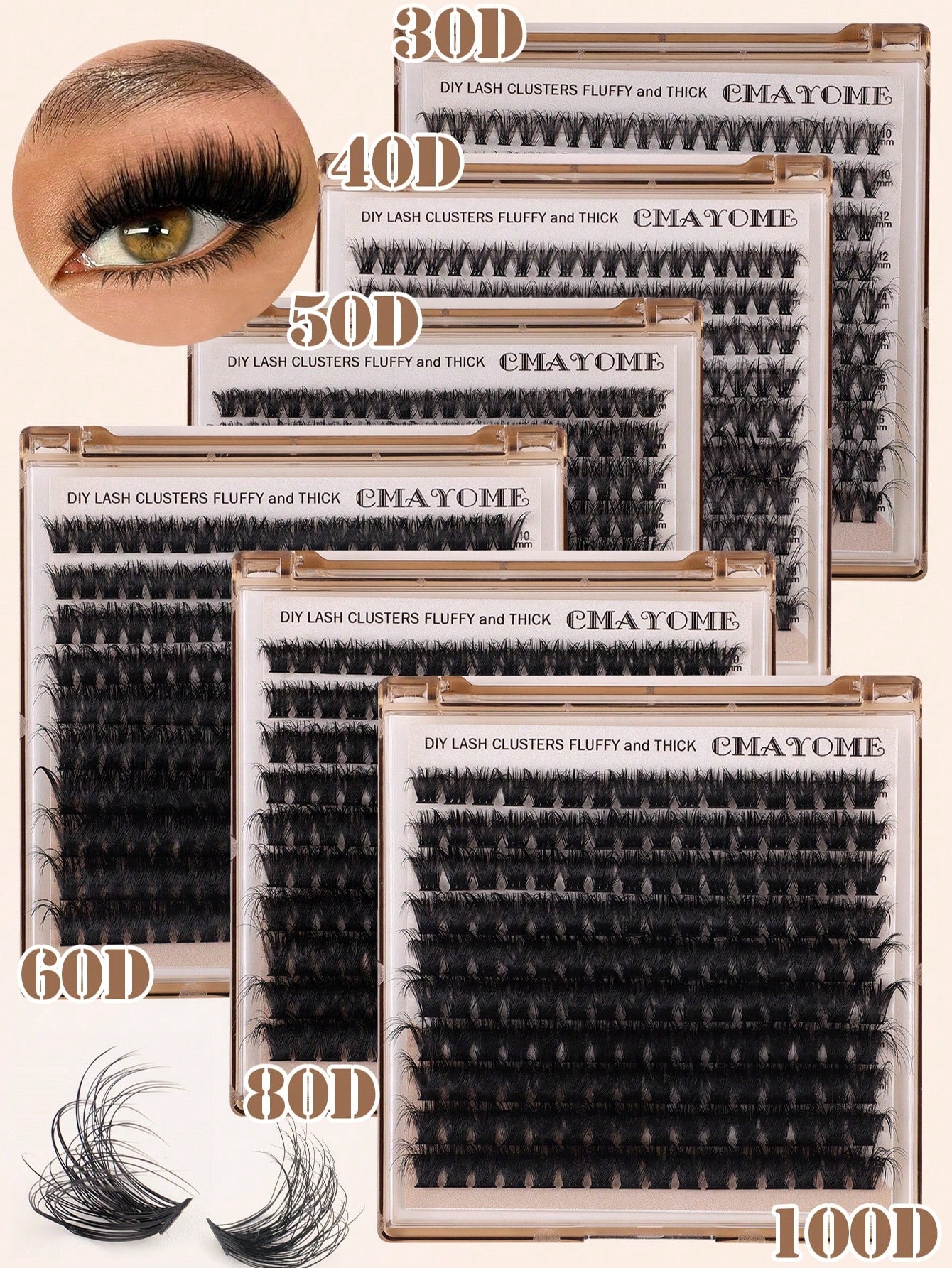 160/180/200pcs D-Curl Single Lash Extensions, Long-Lasting, Lightweight & Long, Suitable For Home DIY Beginners, Portable Travel Pack, Soft & Voluminous, Mixed Design, Enhances Eyes, Easy To Use, Perf