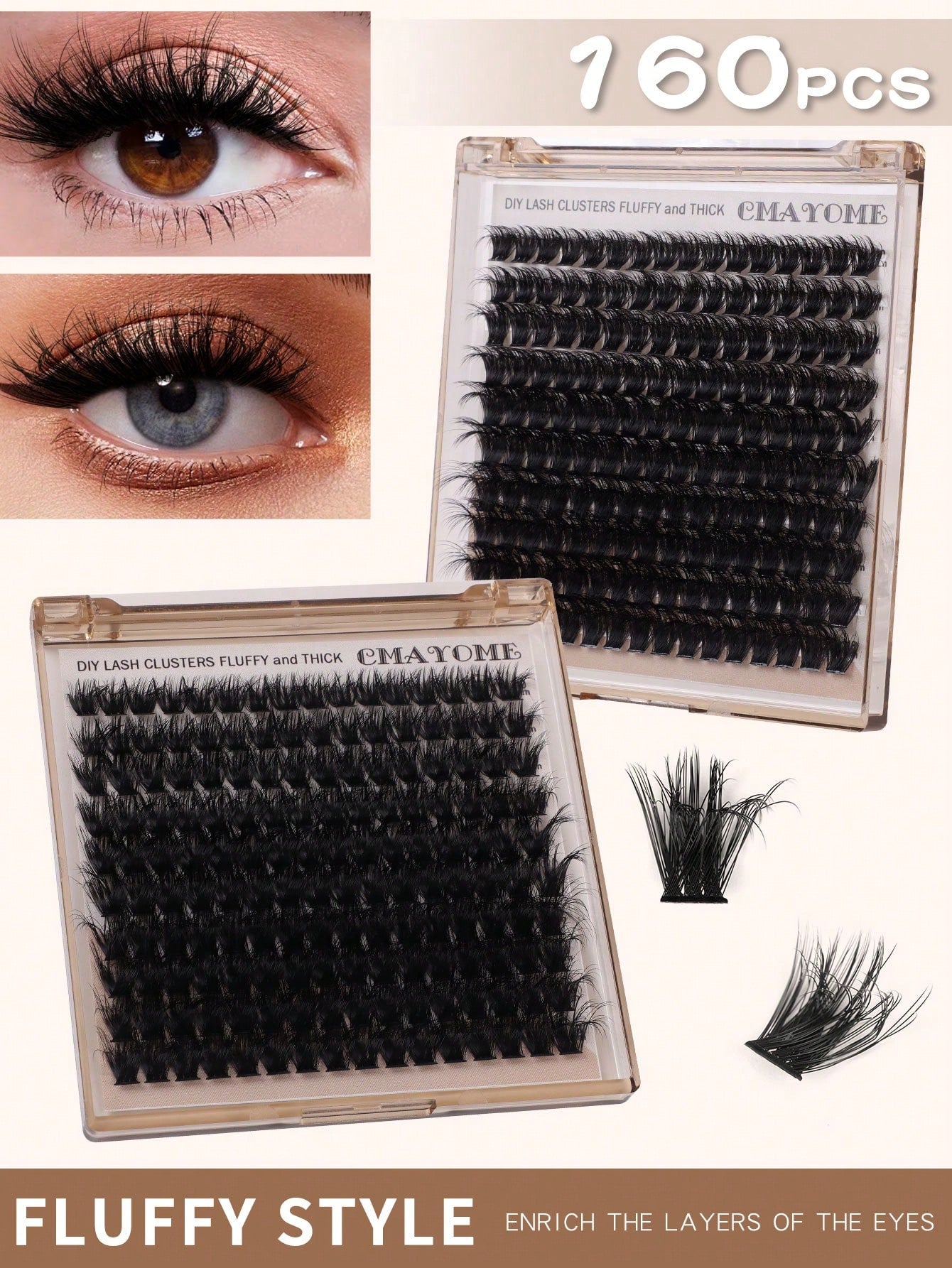160/180/200pcs D-Curl Single Lash Extensions, Long-Lasting, Lightweight & Long, Suitable For Home DIY Beginners, Portable Travel Pack, Soft & Voluminous, Mixed Design, Enhances Eyes, Easy To Use, Perf