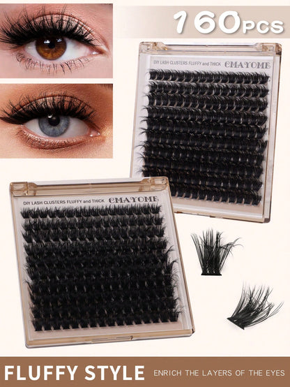 160/180/200pcs D-Curl Single Lash Extensions, Long-Lasting, Lightweight & Long, Suitable For Home DIY Beginners, Portable Travel Pack, Soft & Voluminous, Mixed Design, Enhances Eyes, Easy To Use, Perf