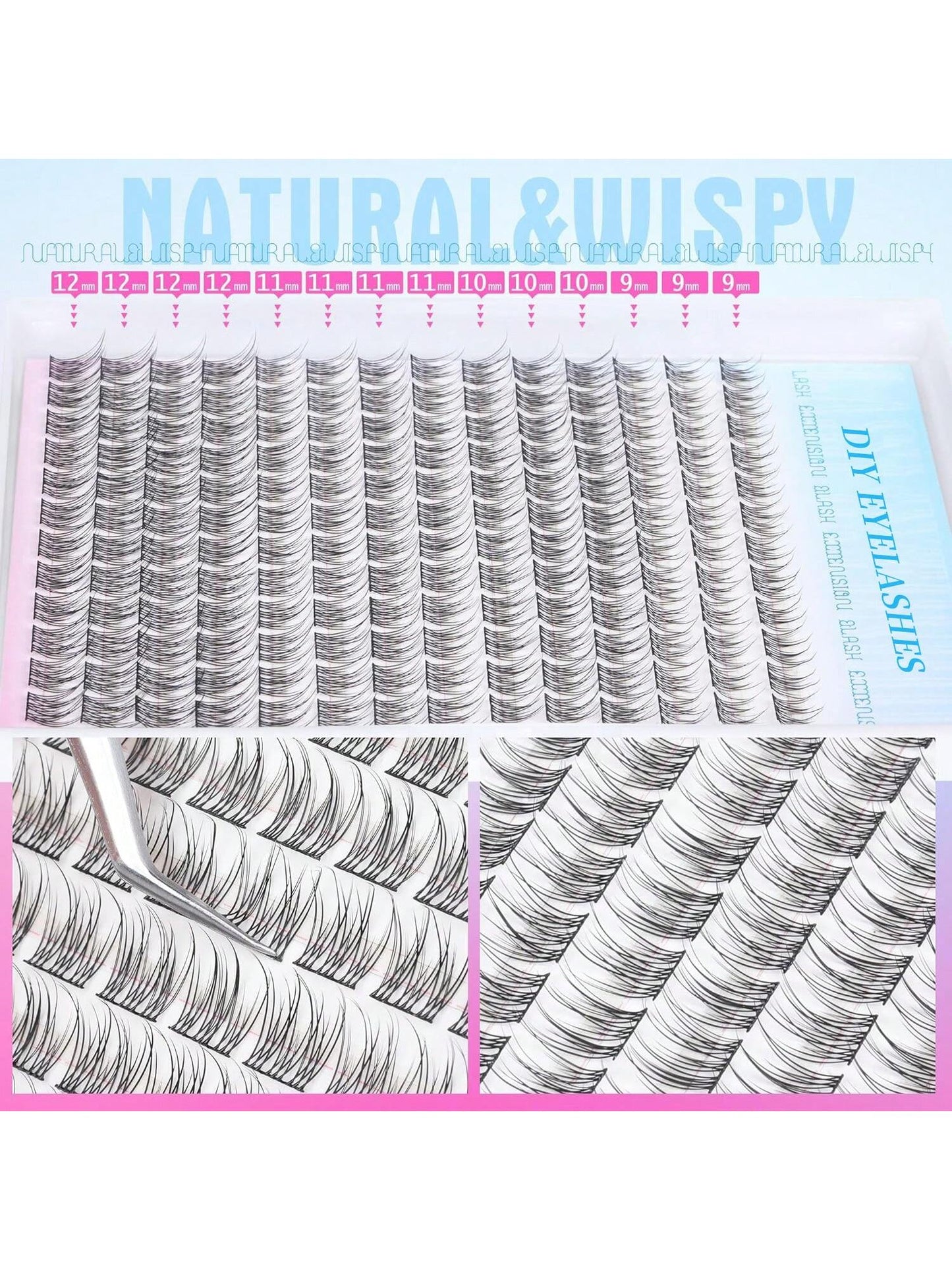168pcs D Songs 9-12mm Mixed 0.07mm 14rows/168pcs Waterproof Mink, Lightweight DIY Lashes For Natural To Dramatic Makeup, Suitable For Daily Use And Eventslash Clusters,Eyelash Clusters,Individual Eyel