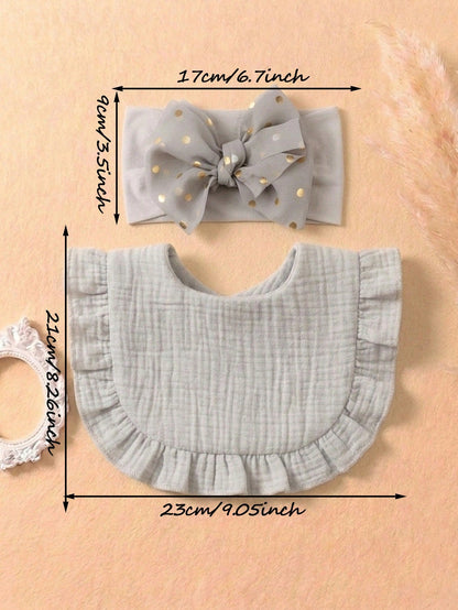 16pcs Newborn Candy Color Ruffled Bibs, Soft Elastic Candy Color Butterfly Headbands, Cute Princess Daily Accessories, Versatile For Everyday Wear