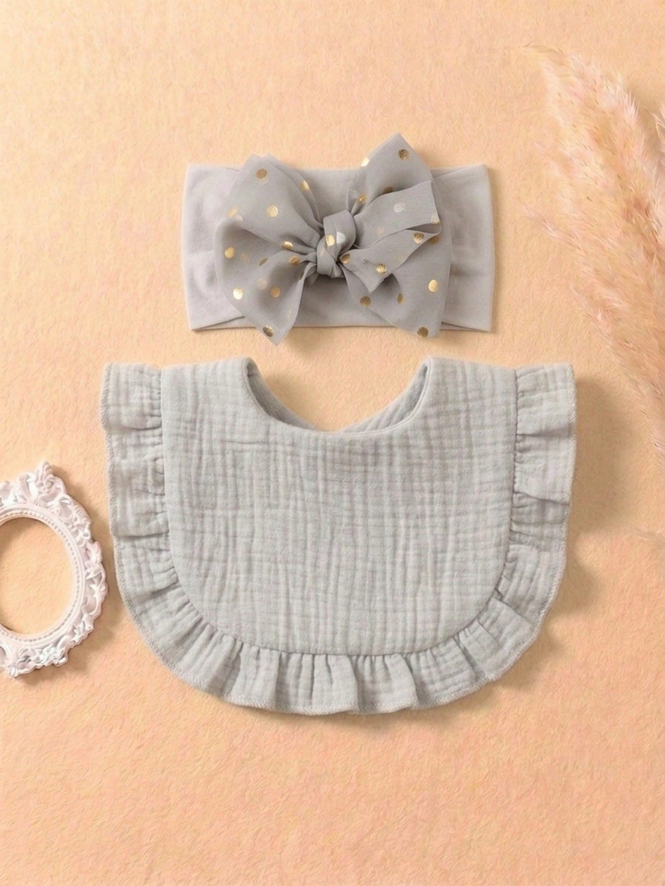 16pcs Newborn Candy Color Ruffled Bibs, Soft Elastic Candy Color Butterfly Headbands, Cute Princess Daily Accessories, Versatile For Everyday Wear