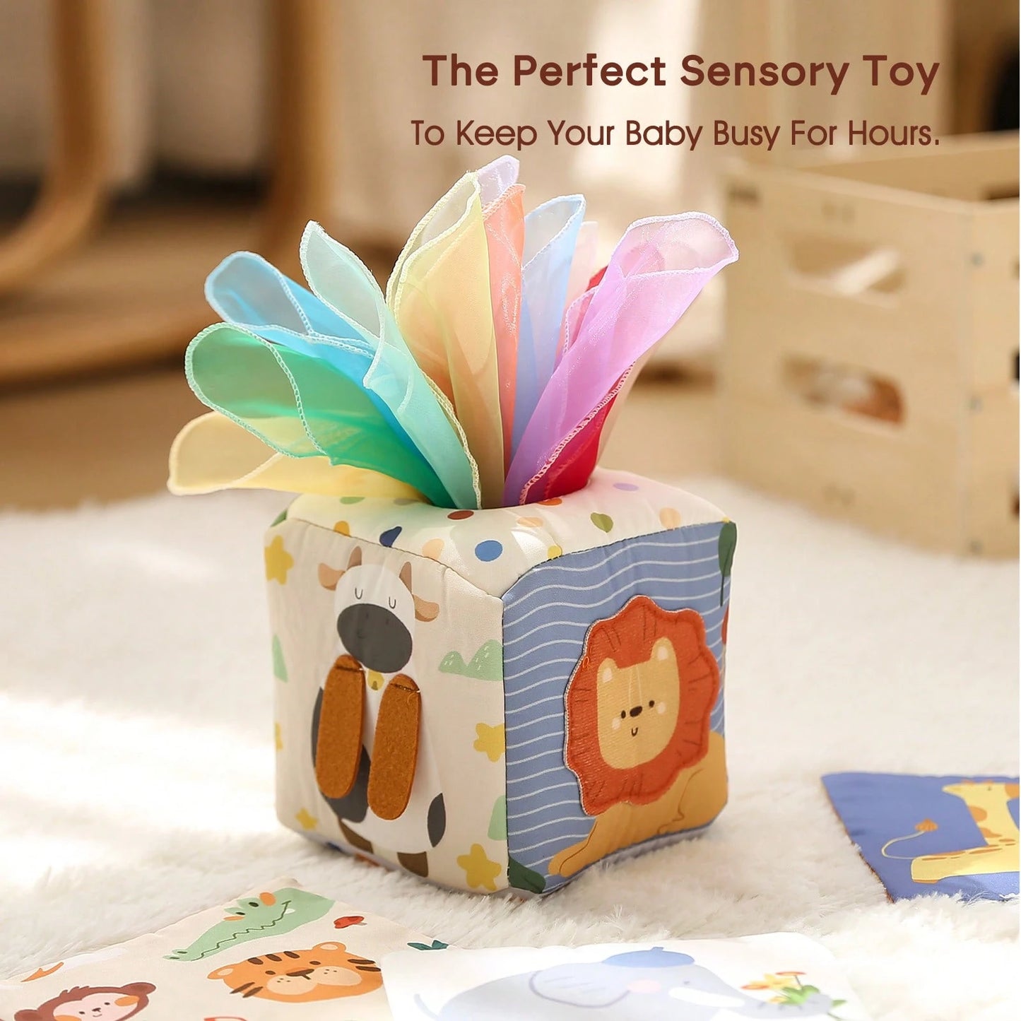 16pcs/Set Montessori Early Education Toys For Kids, Fine Motor Skills, Cartoon Animals, Shape Recognition, Colorful Multi-Use Box, Simulation Tissue Box Toy