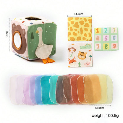 16pcs/Set Montessori Early Education Toys For Kids, Fine Motor Skills, Cartoon Animals, Shape Recognition, Colorful Multi-Use Box, Simulation Tissue Box Toy