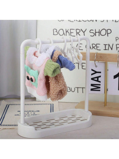 17cm Pull String Plush Doll Organizer Hanger, Doll Clothes Drying Rack, Stuffed Doll Clothes Hanger 15/20cm Doll Clothes Display Rack (Includes 5 Hangers + 1 Large Rack)