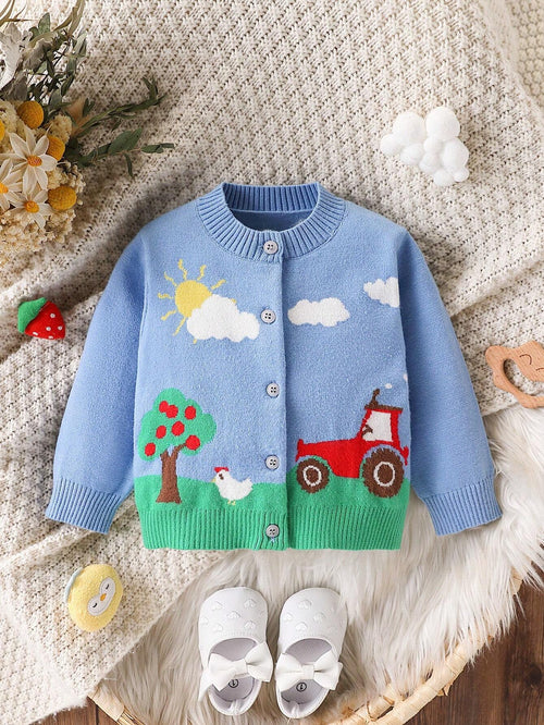 18 Month Baby Boy Clothes, Newborn Baby Boy Clothes, Cute Fall Clothes, Adorable Contrast Color Cardigan Sweater, Baby Boy Fall Clothes