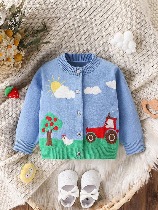 18 Month Baby Boy Clothes, Newborn Baby Boy Clothes, Cute Fall Clothes, Adorable Contrast Color Cardigan Sweater, Baby Boy Fall Clothes