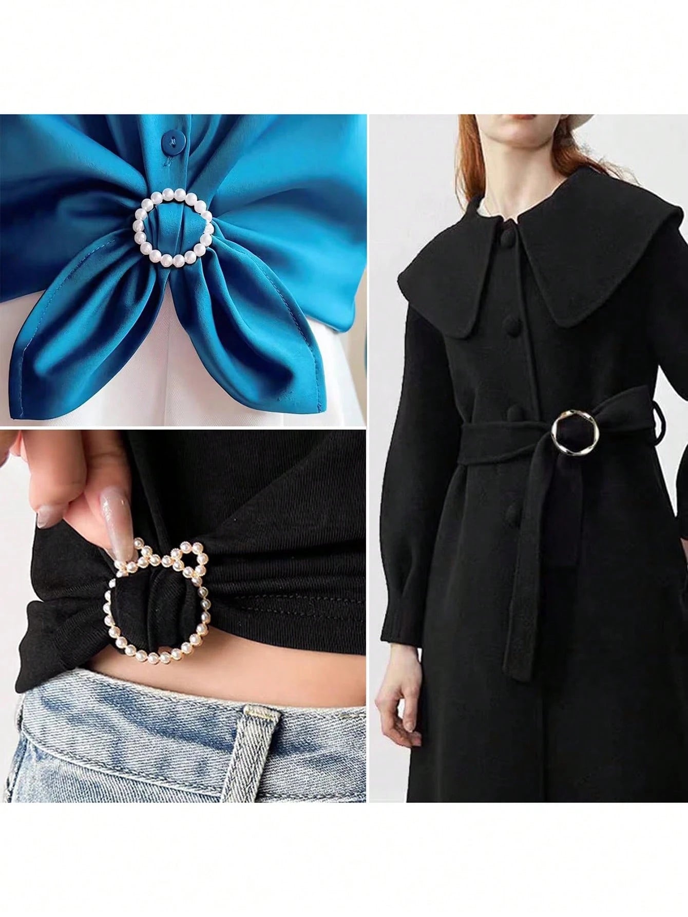18pcs Women Shirt Collar Clips, T-Shirt Tie Or Ring Clips, Scarf Loop Clips Suitable For Loose Clothes, Corner Knotted Button Fashionable Metallic Round Shirt Clips