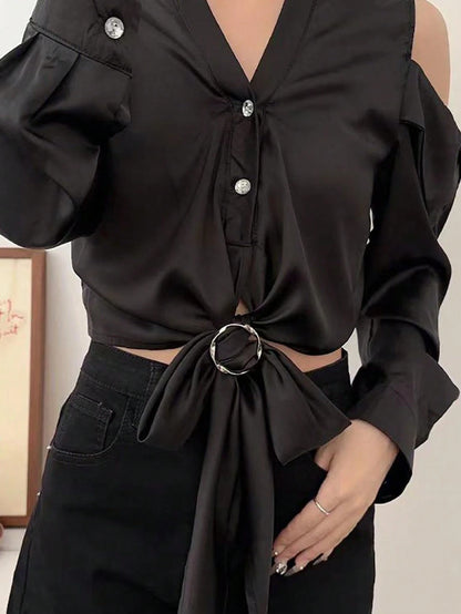18pcs Women Shirt Collar Clips, T-Shirt Tie Or Ring Clips, Scarf Loop Clips Suitable For Loose Clothes, Corner Knotted Button Fashionable Metallic Round Shirt Clips