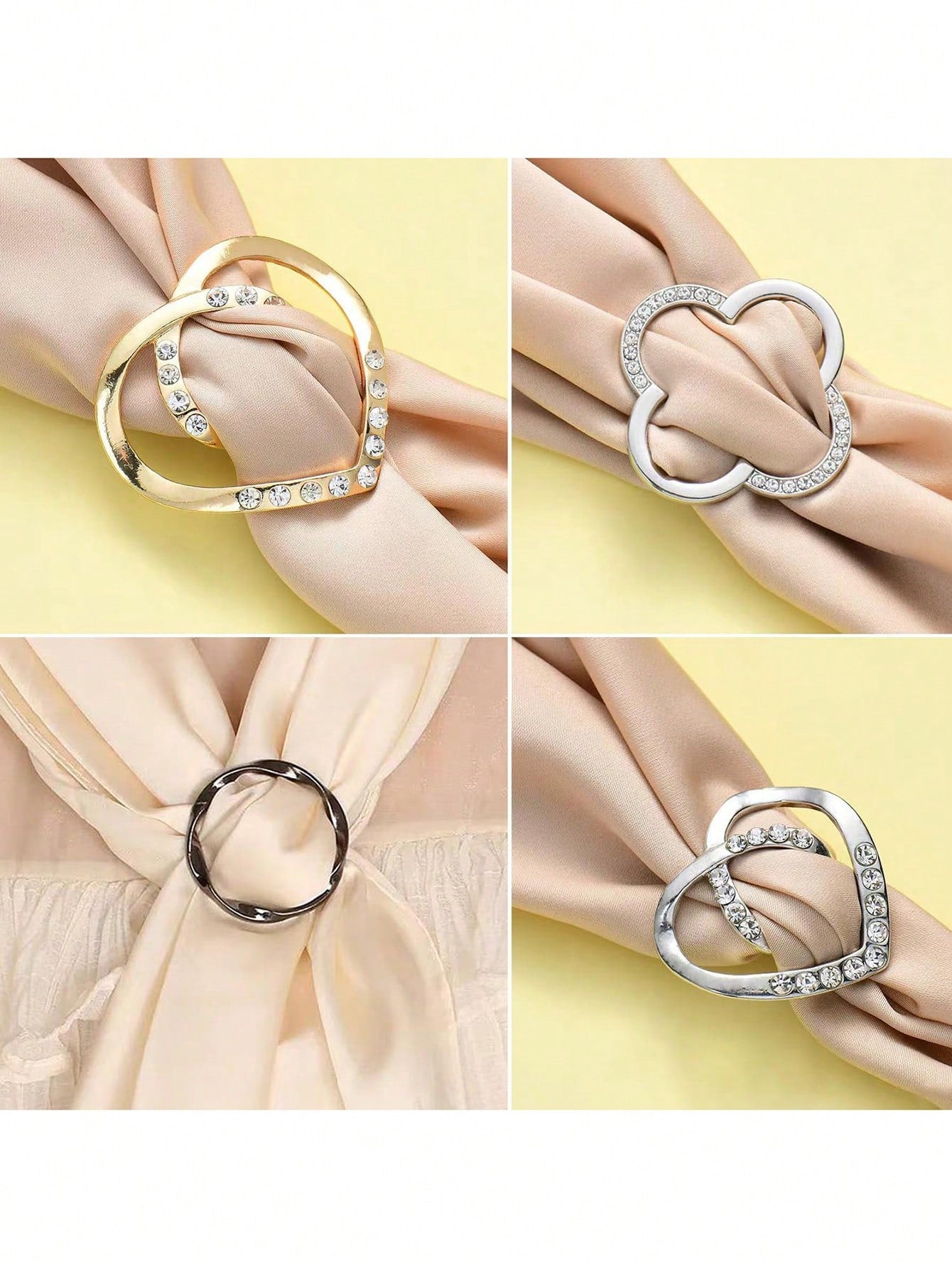 18pcs Women Shirt Collar Clips, T-Shirt Tie Or Ring Clips, Scarf Loop Clips Suitable For Loose Clothes, Corner Knotted Button Fashionable Metallic Round Shirt Clips