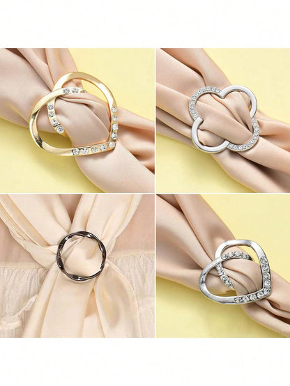 18pcs Women Shirt Collar Clips, T-Shirt Tie Or Ring Clips, Scarf Loop Clips Suitable For Loose Clothes, Corner Knotted Button Fashionable Metallic Round Shirt Clips