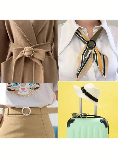 18pcs Women Shirt Collar Clips, T-Shirt Tie Or Ring Clips, Scarf Loop Clips Suitable For Loose Clothes, Corner Knotted Button Fashionable Metallic Round Shirt Clips