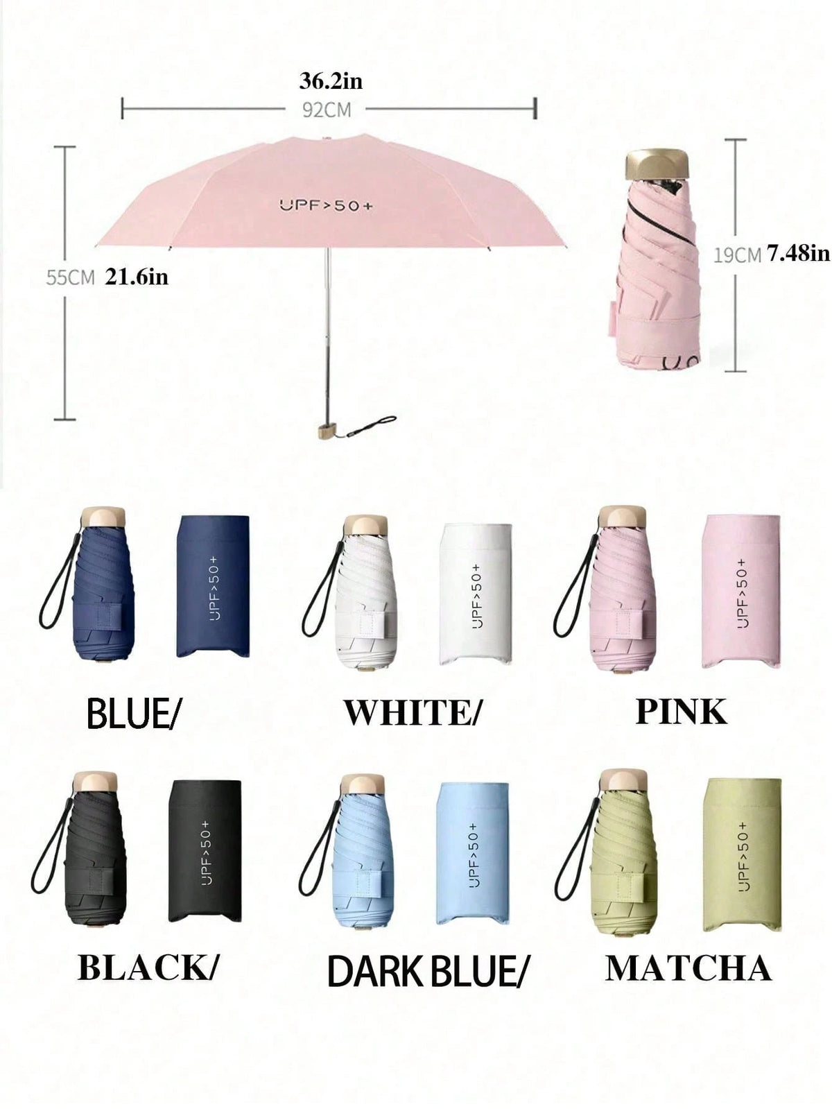 19cm/7.5in Mini Folding Umbrella, Portable Outdoor Sun Umbrella, UV Protection Parasol, With Storage Bag, Sun Protection, 6 Ribs + Thickened Protection Coating, Travel Essential, Perfect For Outdoor
