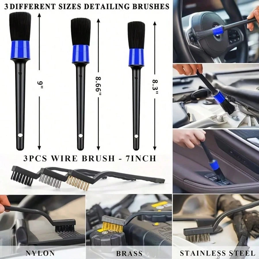 19pcs Car Ceaning Wash Kit Interior Detaling Cleaner Kit With High Power Handheld Vacum Brush Set, Windshield Tool Duster Towels, Complete Car Care Tools