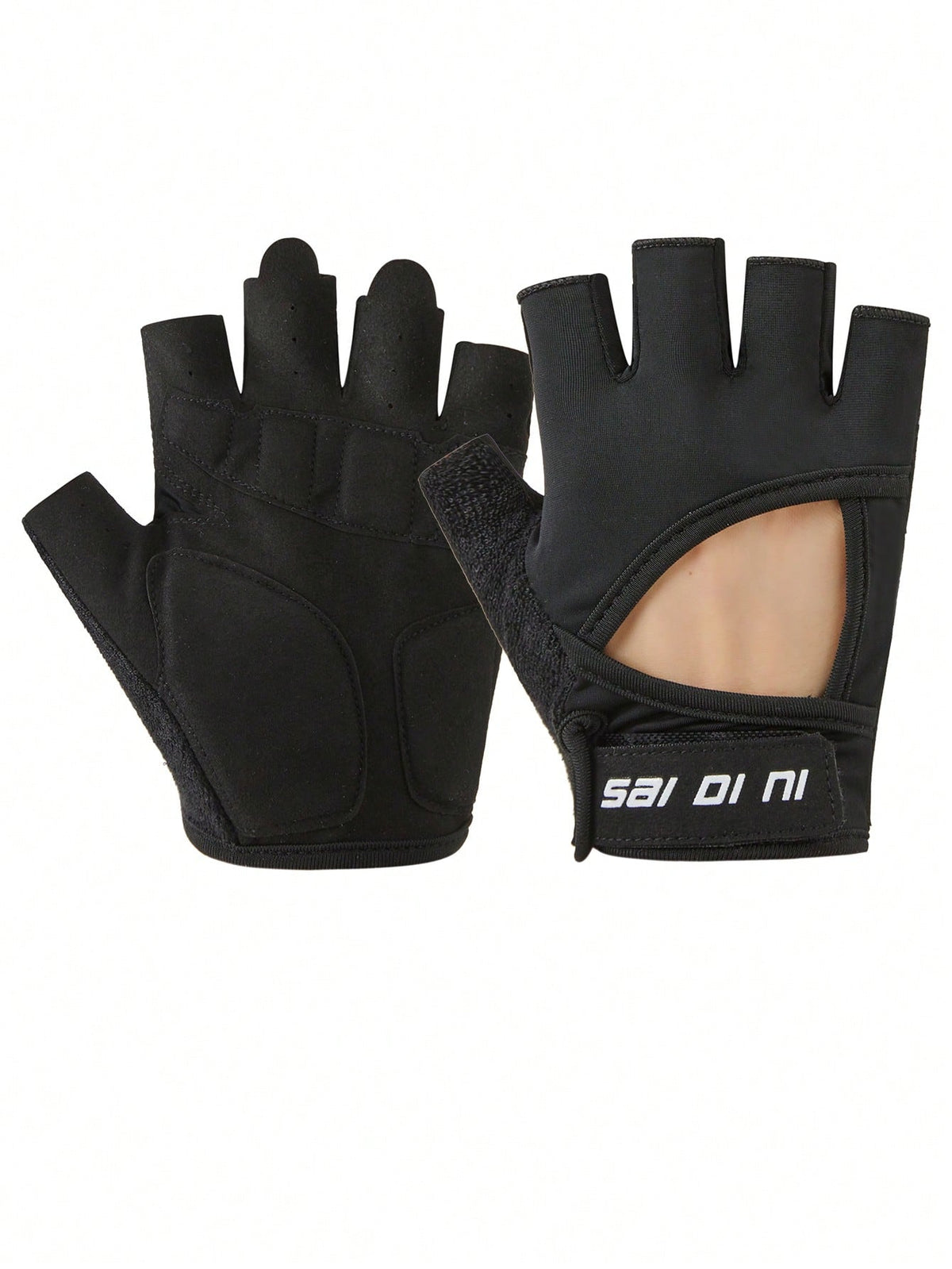 1pair Half-Finger Sports Gloves,Suitable For Cycling,Riding Motorcycle And Skiing,Black Gloves