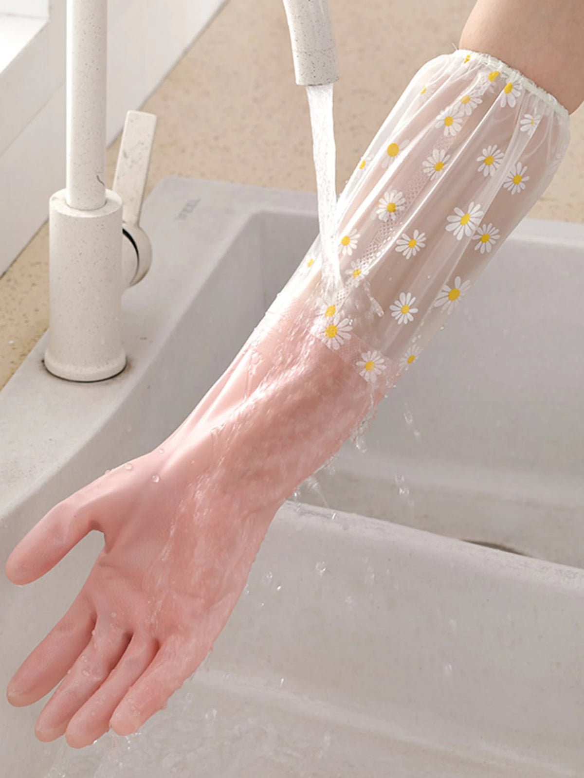 1pair Thermal Dishwashing Gloves, Thick, Waterproof Non-Slip, Protective,Kitchen,Bathroom,Home,Household Suppliers