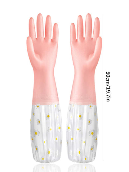 1pair Thermal Dishwashing Gloves, Thick, Waterproof Non-Slip, Protective,Kitchen,Bathroom,Home,Household Suppliers
