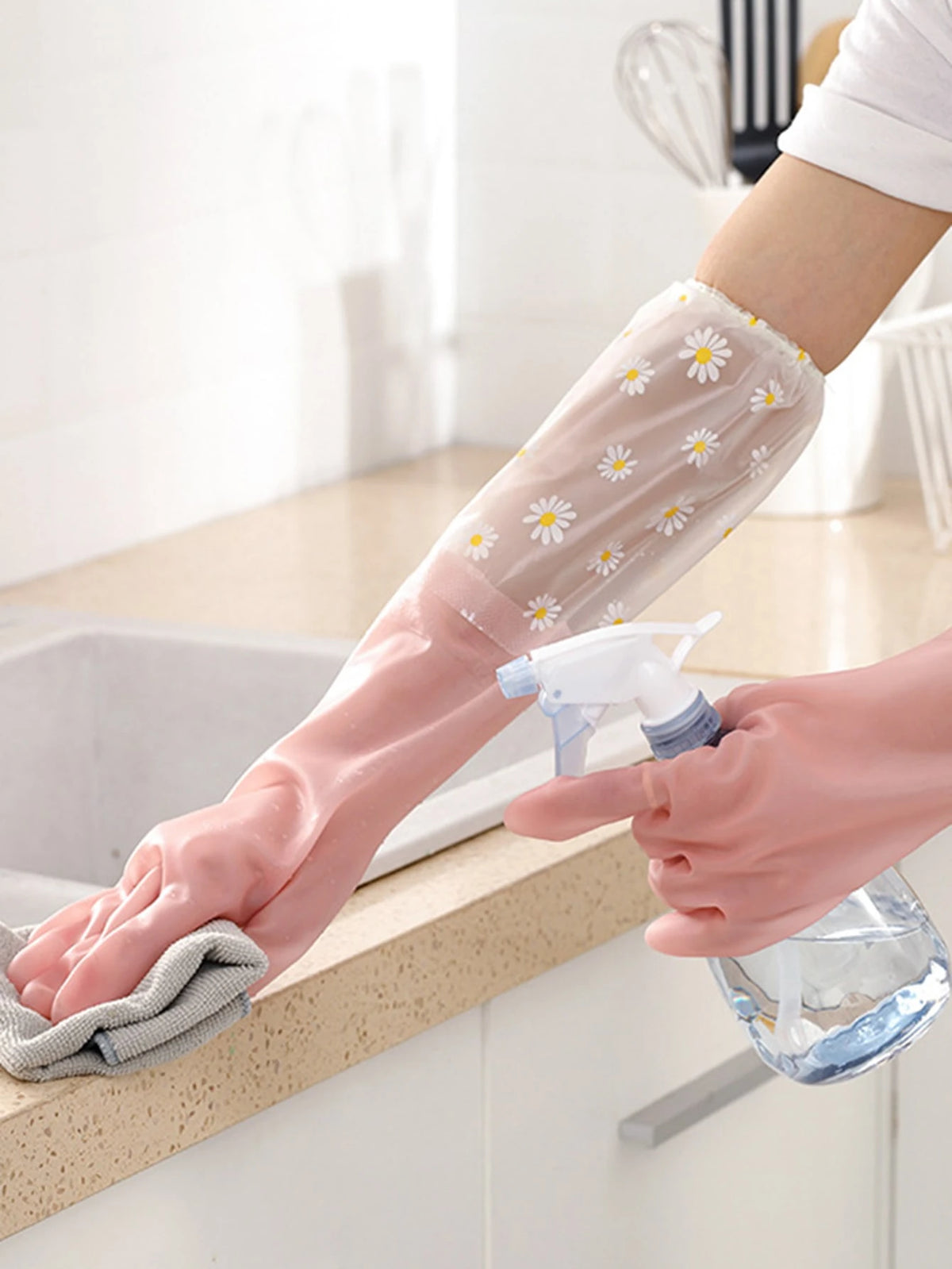 1pair Thermal Dishwashing Gloves, Thick, Waterproof Non-Slip, Protective,Kitchen,Bathroom,Home,Household Suppliers