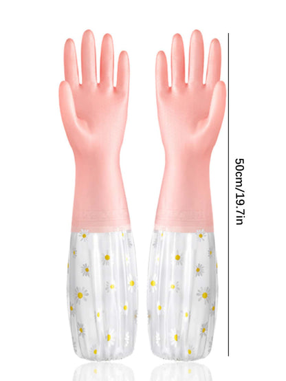 1pair Thermal Dishwashing Gloves, Thick, Waterproof Non-Slip, Protective,Kitchen,Bathroom,Home,Household Suppliers