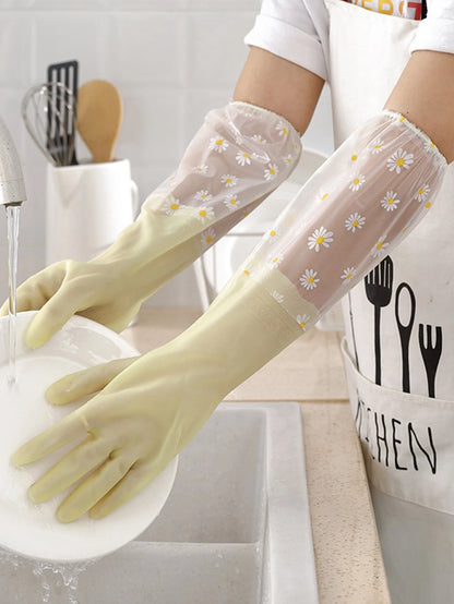 1pair Thermal Dishwashing Gloves, Thick, Waterproof Non-Slip, Protective,Kitchen,Bathroom,Home,Household Suppliers