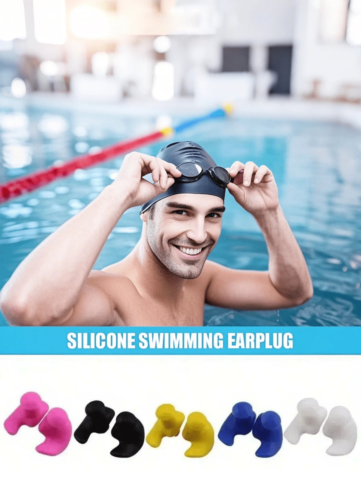 1pair Waterproof Silicone Soft Earplugs-Portable & Durable Swimming AccessoryFor Outdoor,Sport,Travel,Household,Office,School,For Summer Swimming Pool Party Games, Gifts, Summer Water Fun