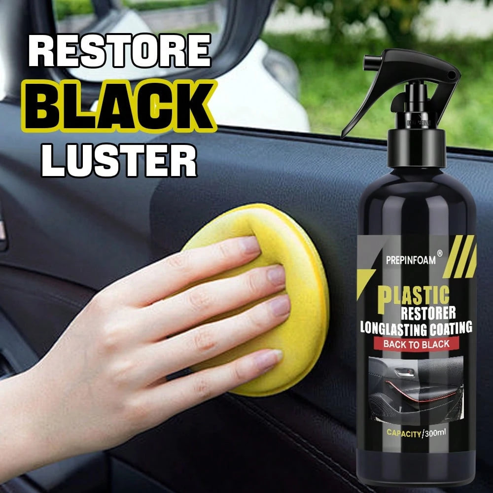 1PC 10oz Plastic Renovating Agent, Black Interior Dashboard Shine Restorer, Leather Sofa Seat Care, Car Tire Gloss Enhancer,Ong-Lasting Gloss