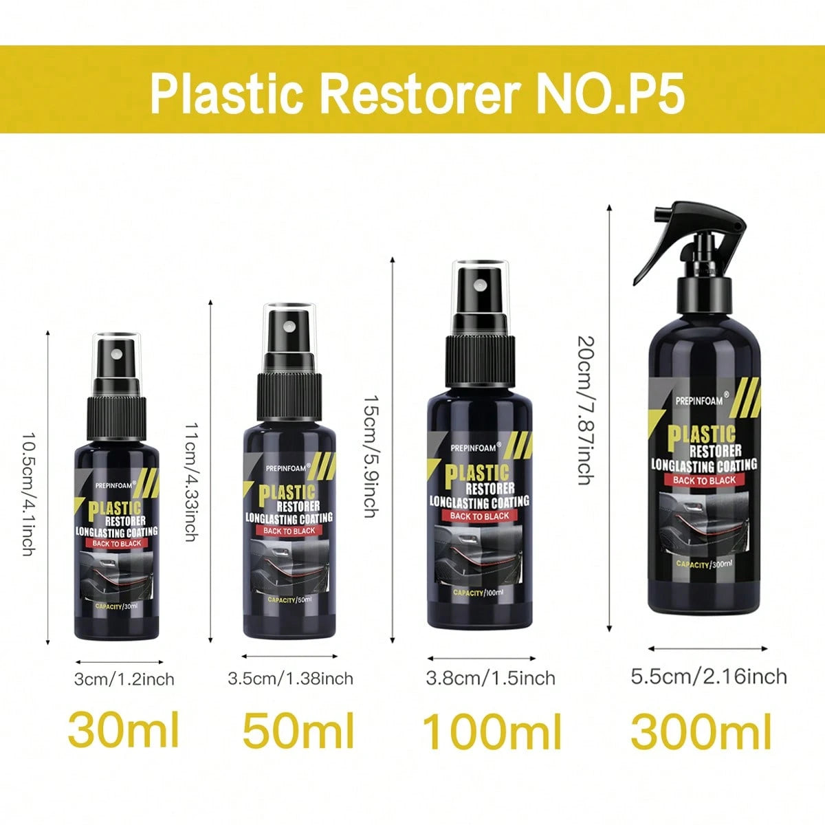 1PC 10oz Plastic Renovating Agent, Black Interior Dashboard Shine Restorer, Leather Sofa Seat Care, Car Tire Gloss Enhancer,Ong-Lasting Gloss