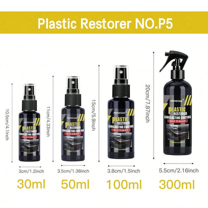 1PC 10oz Plastic Renovating Agent, Black Interior Dashboard Shine Restorer, Leather Sofa Seat Care, Car Tire Gloss Enhancer,Ong-Lasting Gloss