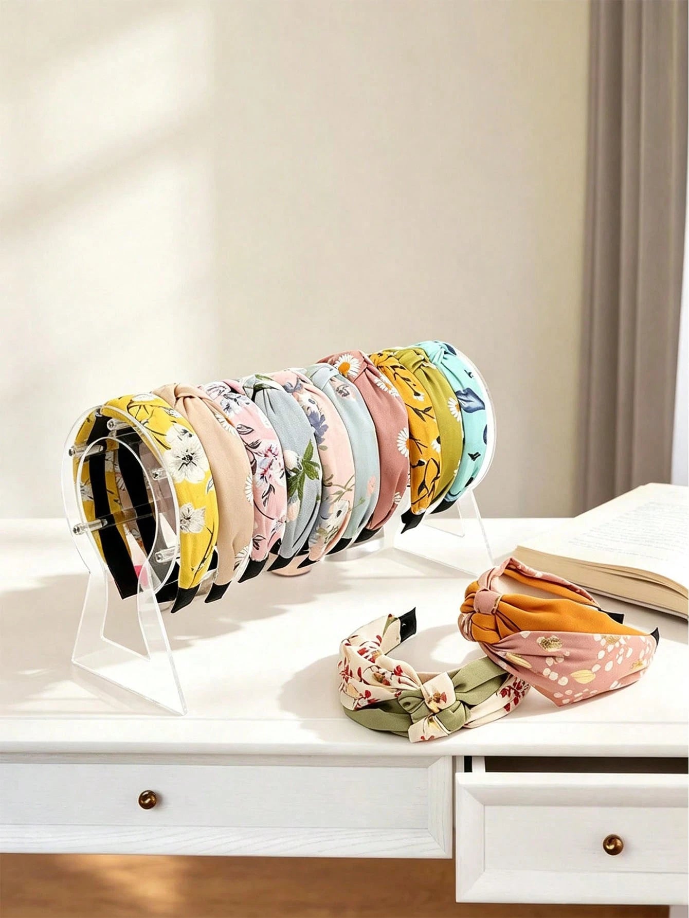 1pc 12 Inch Transparent Acrylic Headband Storage Rack, 3mm Thickened 4+ Rods Large Capacity Vertical Headband Display Stand, Minimalist Transparent Hair Accessory Organizer, Suitable For Women And Gir
