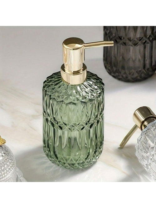1pc 13.32oz Glass Pump Soap Dispenser, Refillable Bathroom Bottle For Hand Soap, Body Wash, Shampoo, Home Bathroom Decor Accessory- Great Housewarming Gift, Fall Decor, Back To School Gift