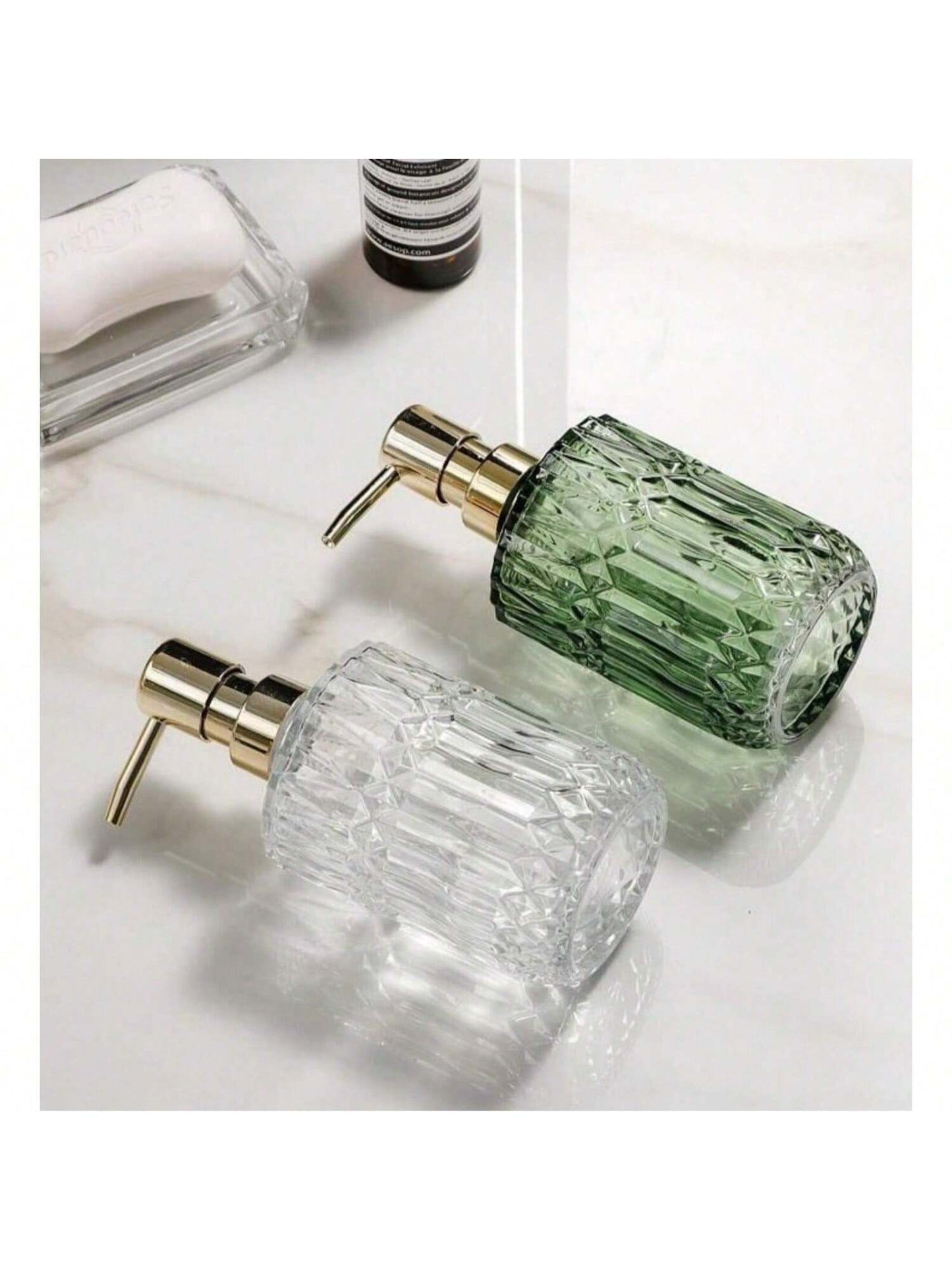 1pc 13.32oz Glass Pump Soap Dispenser, Refillable Bathroom Bottle For Hand Soap, Body Wash, Shampoo, Home Bathroom Decor Accessory- Great Housewarming Gift, Fall Decor, Back To School Gift